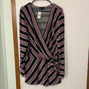 Lane Bryant Striped Faux Wrap Sweater Blouse Size 22/24